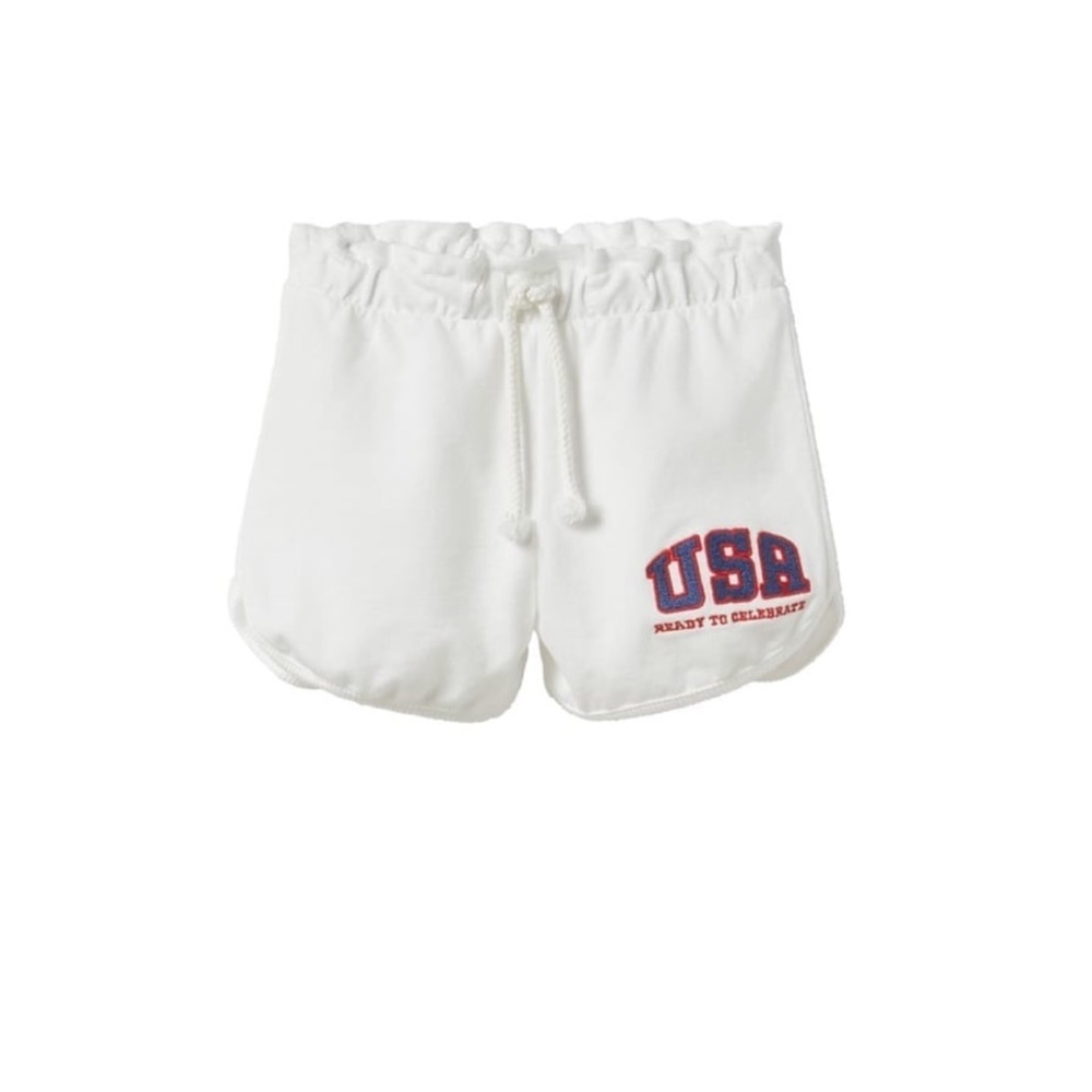 NWT Zara girls white soft elastic waist cotton USA shorts size 12-18 months